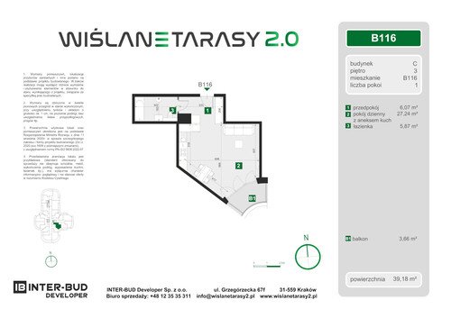 Plan Inter-Bud Developer Sp. z o.o. apartament w inwestycji ul. Grzegórzecka Wiślane Tarasy 2.0 - bud. C (wkrótce w sprzedaży)