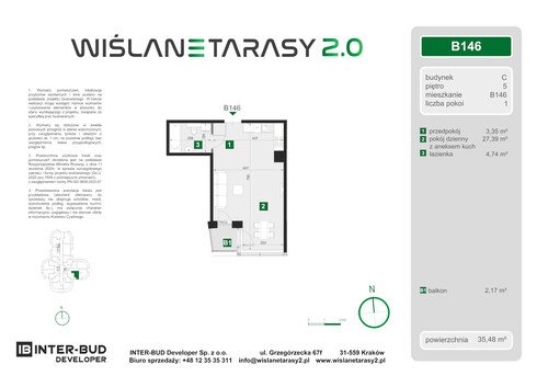 Plan Inter-Bud Developer Sp. z o.o. apartament w inwestycji ul. Grzegórzecka Wiślane Tarasy 2.0 - bud. C (wkrótce w sprzedaży)