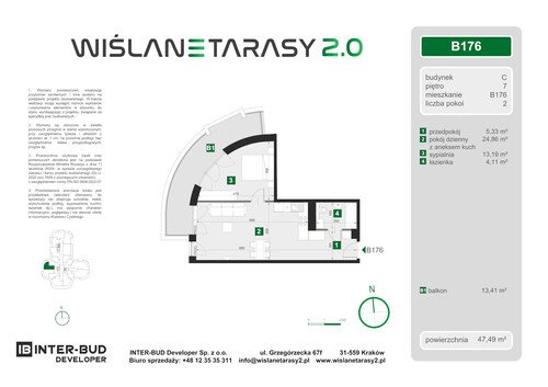 Plan Inter-Bud Developer Sp. z o.o. apartament w inwestycji ul. Grzegórzecka Wiślane Tarasy 2.0 - bud. C (wkrótce w sprzedaży)