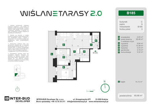 Plan Inter-Bud Developer Sp. z o.o. apartament w inwestycji ul. Grzegórzecka Wiślane Tarasy 2.0 - bud. C (wkrótce w sprzedaży)