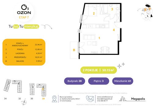 Plan Megapolis mieszkanie w inwestycji ul. Banacha Osiedle OZON Etap 7