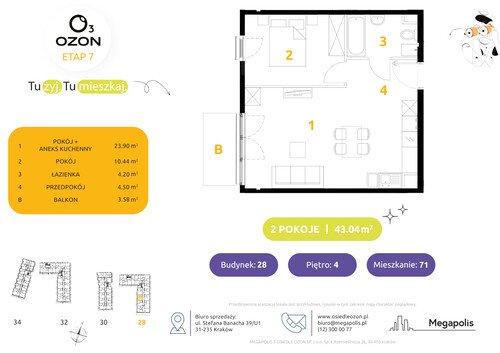 Plan Megapolis mieszkanie w inwestycji ul. Banacha Osiedle OZON Etap 7