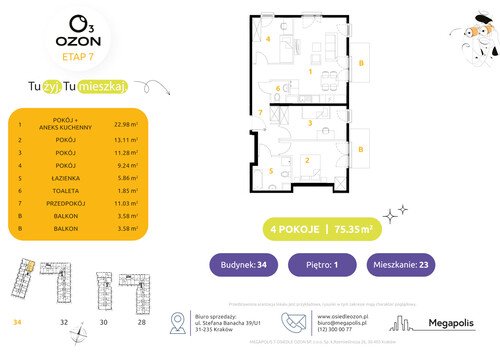 Plan Megapolis mieszkanie w inwestycji ul. Banacha Osiedle OZON Etap 7