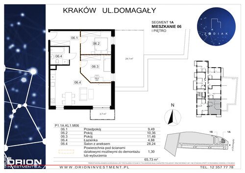 Plan Grupa Orion Investment S.A. mieszkanie w inwestycji ul. Domagały Osiedle Zodiak - bud. 39