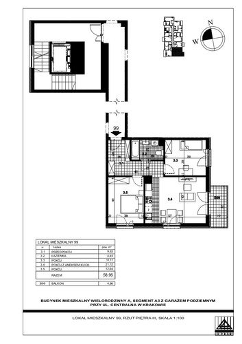 Plan Proins mieszkanie w inwestycji ul. Centralna Centralna - etap I, bud. A1, A2, A3