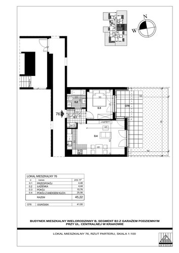 Plan Proins mieszkanie w inwestycji ul. Centralna Centralna - etap I, bud. B1, B2, B3