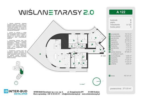 Plan Inter-Bud Developer Sp. z o.o. apartament w inwestycji ul. Grzegórzecka Wiślane Tarasy 2.0 - bud. B