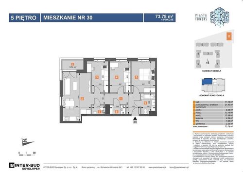 Plan Inter-Bud Developer Sp. z o.o. mieszkanie w inwestycji os. Bohaterów Września Piasta Towers - bud. 8