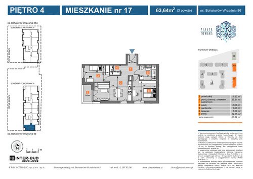 Plan Inter-Bud Developer Sp. z o.o. mieszkanie w inwestycji os. Bohaterów Września Piasta Towers - bud. 86