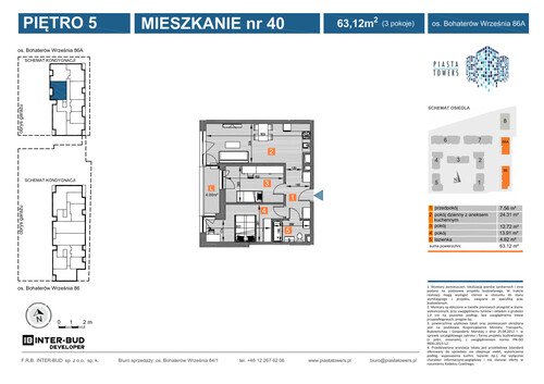 Plan Inter-Bud Developer Sp. z o.o. mieszkanie w inwestycji os. Bohaterów Września Piasta Towers - bud. 86a