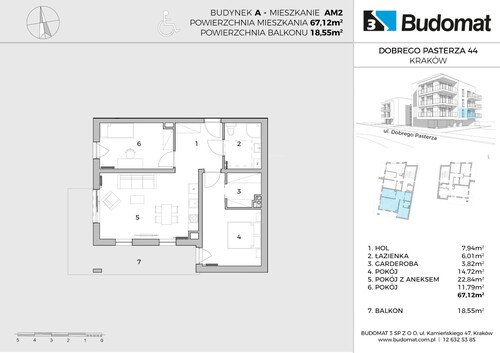 Plan Budomat 3 Sp. z o.o. mieszkanie w inwestycji ul. Dobrego Pasterza 44, 46 Kamieniczki Dobrego Pasterza