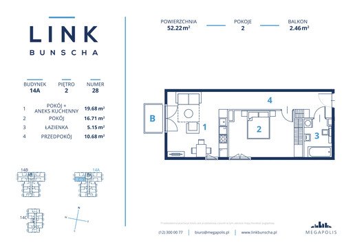 Plan Megapolis Sp. z o.o. mieszkanie w inwestycji ul. Bunscha 14A, 14B, 14C Link Bunscha