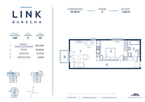 Plan Megapolis Sp. z o.o. mieszkanie w inwestycji ul. Bunscha 14A, 14B, 14C Link Bunscha