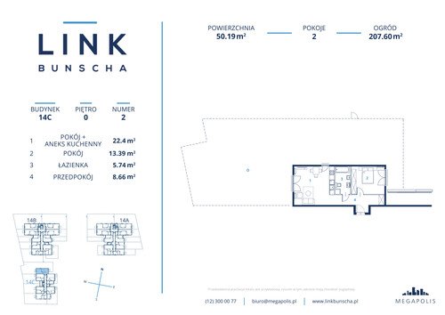 Plan Megapolis Sp. z o.o. mieszkanie w inwestycji ul. Bunscha 14A, 14B, 14C Link Bunscha