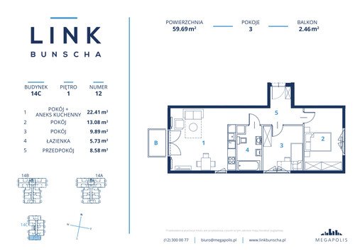 Plan Megapolis Sp. z o.o. mieszkanie w inwestycji ul. Bunscha 14A, 14B, 14C Link Bunscha