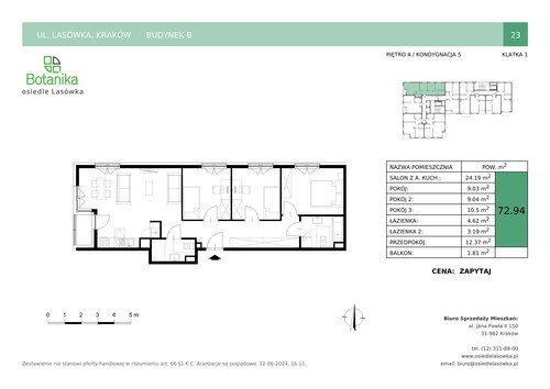 Plan Stylhut Plus sp. z o.o. mieszkanie w inwestycji ul. Lasówka Osiedle Lasówka - bud. B