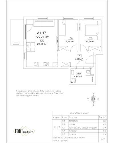 Plan Frax-Bud mieszkanie w inwestycji ul. Wybickiego 5 FORTnatura - budynek A1