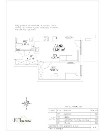 Plan Frax-Bud mieszkanie w inwestycji ul. Wybickiego 5 FORTnatura - budynek A1