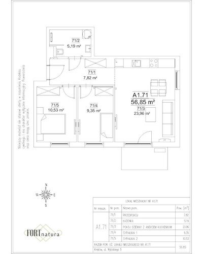 Plan Frax-Bud mieszkanie w inwestycji ul. Wybickiego 5 FORTnatura - budynek A1