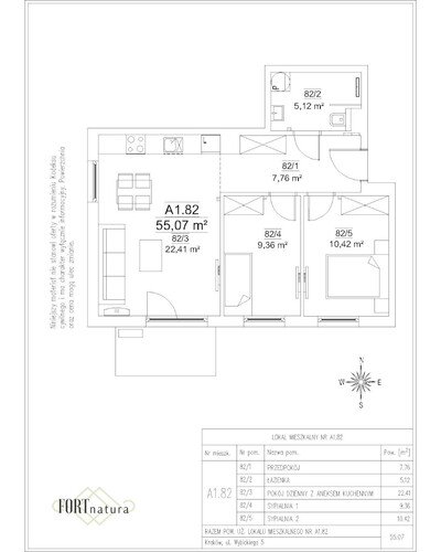 Plan Frax-Bud mieszkanie w inwestycji ul. Wybickiego 5 FORTnatura - budynek A1