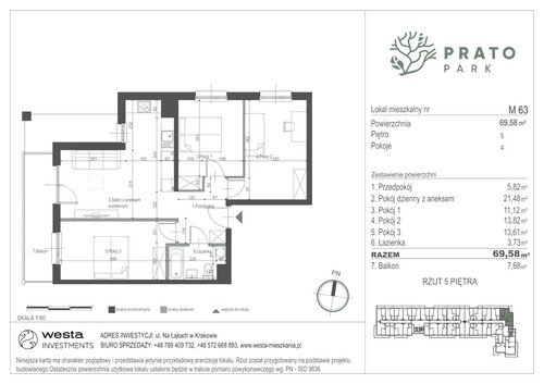 Plan Apartamenty Nowohucka Sp. z o.o. mieszkanie w inwestycji ul. Na Łąkach Prato Park