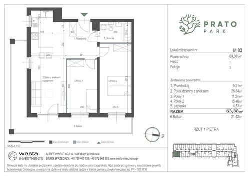 Plan Apartamenty Nowohucka Sp. z o.o. mieszkanie w inwestycji ul. Na Łąkach Prato Park