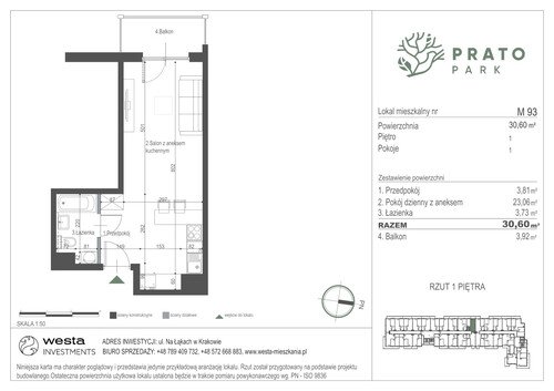 Plan Apartamenty Nowohucka Sp. z o.o. mieszkanie w inwestycji ul. Na Łąkach Prato Park