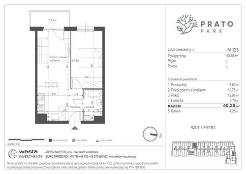 Plan Apartamenty Nowohucka Sp. z o.o. mieszkanie w inwestycji ul. Na Łąkach Prato Park