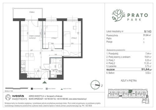 Plan Apartamenty Nowohucka Sp. z o.o. mieszkanie w inwestycji ul. Na Łąkach Prato Park