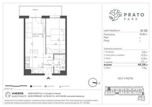 Plan Apartamenty Nowohucka Sp. z o.o. mieszkanie w inwestycji ul. Na Łąkach Prato Park