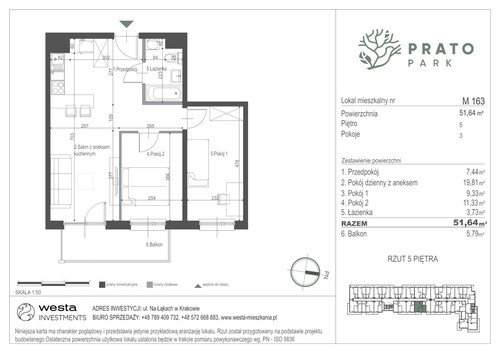 Plan Apartamenty Nowohucka Sp. z o.o. mieszkanie w inwestycji ul. Na Łąkach Prato Park