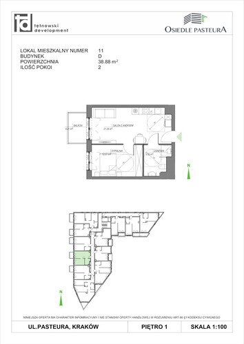 Plan Tętnowski Development mieszkanie w inwestycji ul. Pasteura Osiedle Pasteura - IV etap