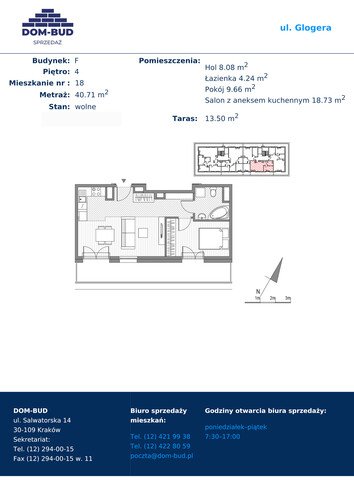 Plan Dom-Bud M. Szaflarski Spółka Jawna mieszkanie w inwestycji ul. Glogera ul. Glogera, bud. F