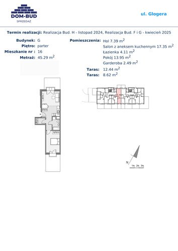 Plan Dom-Bud M. Szaflarski Spółka Jawna mieszkanie w inwestycji ul. Glogera ul. Glogera, bud. G