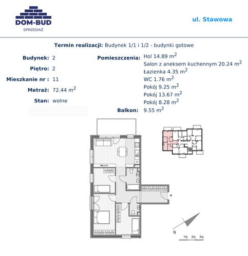 Plan Dom-Bud M. Szaflarski Spółka Jawna mieszkanie w inwestycji ul. Stawowa 242A Stawowa - bud. 1/2