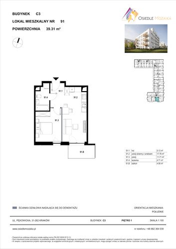 Plan KG Group Sp. z o.o. mieszkanie w inwestycji  Osiedle Mozaika - bud. C3