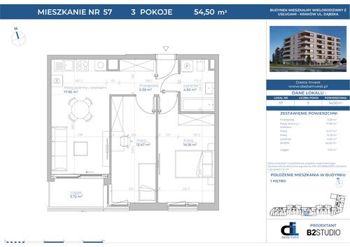 Plan Dasta Invest Sp. z o.o. mieszkanie w inwestycji ul. Dąbska Dąbska Pools