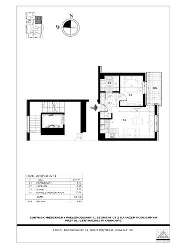 Plan Proins mieszkanie w inwestycji ul. Centralna Centralna - etap II, bud. C1