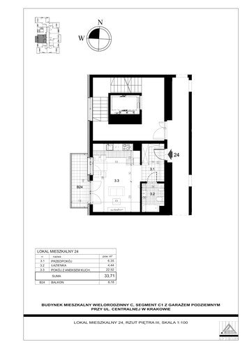 Plan Proins mieszkanie w inwestycji ul. Centralna Centralna - etap II, bud. C1