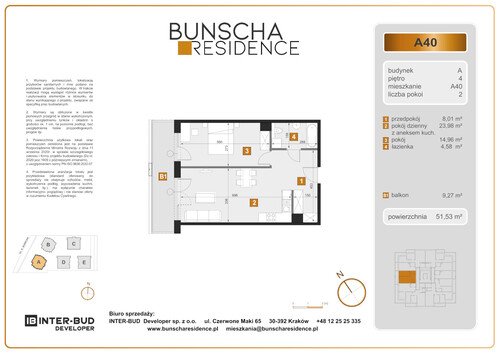 Plan Inter-Bud Developer Sp. z o.o. mieszkanie w inwestycji ul. Bunscha Bunscha Residence (wkrótce w sprzedaży) 