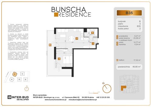 Plan Inter-Bud Developer Sp. z o.o. mieszkanie w inwestycji ul. Bunscha Bunscha Residence (wkrótce w sprzedaży) 