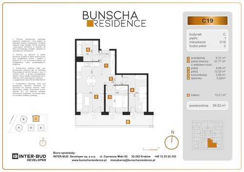 Plan Inter-Bud Developer Sp. z o.o. mieszkanie w inwestycji ul. Bunscha Bunscha Residence (wkrótce w sprzedaży) 