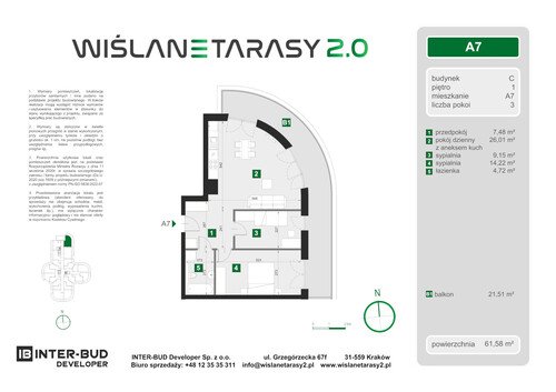 Plan Inter-Bud Developer Sp. z o.o. apartament w inwestycji ul. Grzegórzecka Wiślane Tarasy 2.0 - bud. C (wkrótce w sprzedaży)