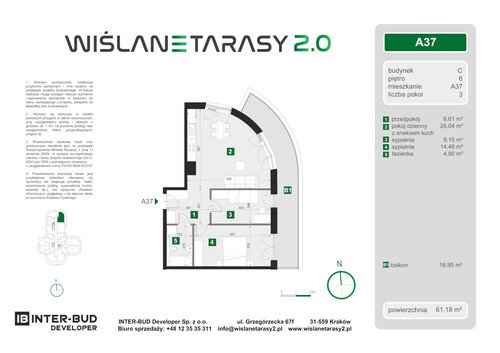 Plan Inter-Bud Developer Sp. z o.o. apartament w inwestycji ul. Grzegórzecka Wiślane Tarasy 2.0 - bud. C (wkrótce w sprzedaży)