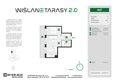 Plan Inter-Bud Developer Sp. z o.o. apartament w inwestycji ul. Grzegórzecka Wiślane Tarasy 2.0 - bud. C (wkrótce w sprzedaży)