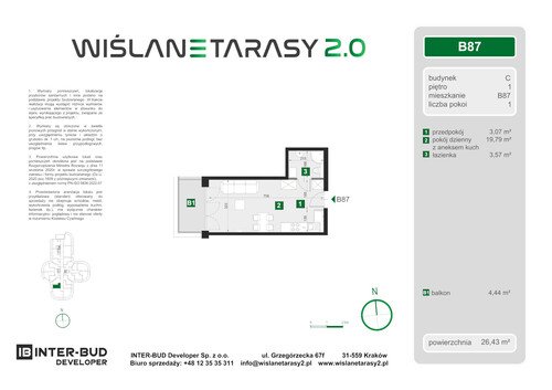 Plan Inter-Bud Developer Sp. z o.o. apartament w inwestycji ul. Grzegórzecka Wiślane Tarasy 2.0 - bud. C (wkrótce w sprzedaży)