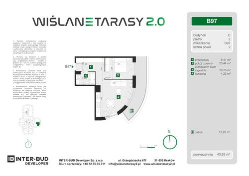 Plan Inter-Bud Developer Sp. z o.o. apartament w inwestycji ul. Grzegórzecka Wiślane Tarasy 2.0 - bud. C (wkrótce w sprzedaży)