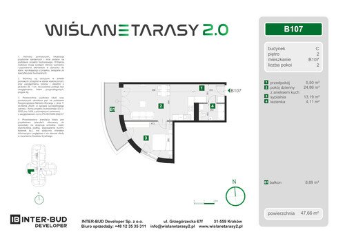 Plan Inter-Bud Developer Sp. z o.o. apartament w inwestycji ul. Grzegórzecka Wiślane Tarasy 2.0 - bud. C (wkrótce w sprzedaży)