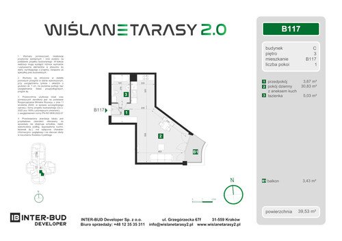 Plan Inter-Bud Developer Sp. z o.o. apartament w inwestycji ul. Grzegórzecka Wiślane Tarasy 2.0 - bud. C (wkrótce w sprzedaży)