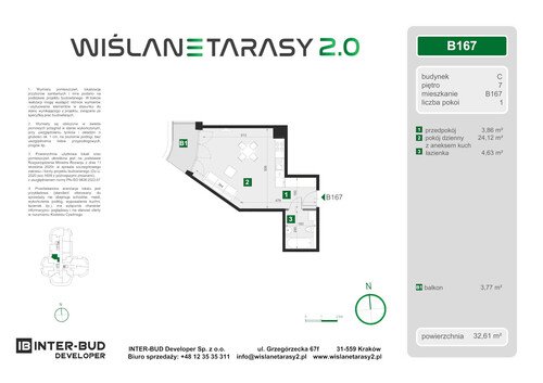 Plan Inter-Bud Developer Sp. z o.o. apartament w inwestycji ul. Grzegórzecka Wiślane Tarasy 2.0 - bud. C (wkrótce w sprzedaży)